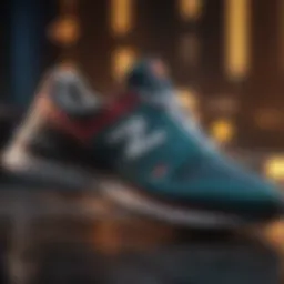 A close-up of unique New Balance shoe designs showcasing vibrant colors and innovative materials.