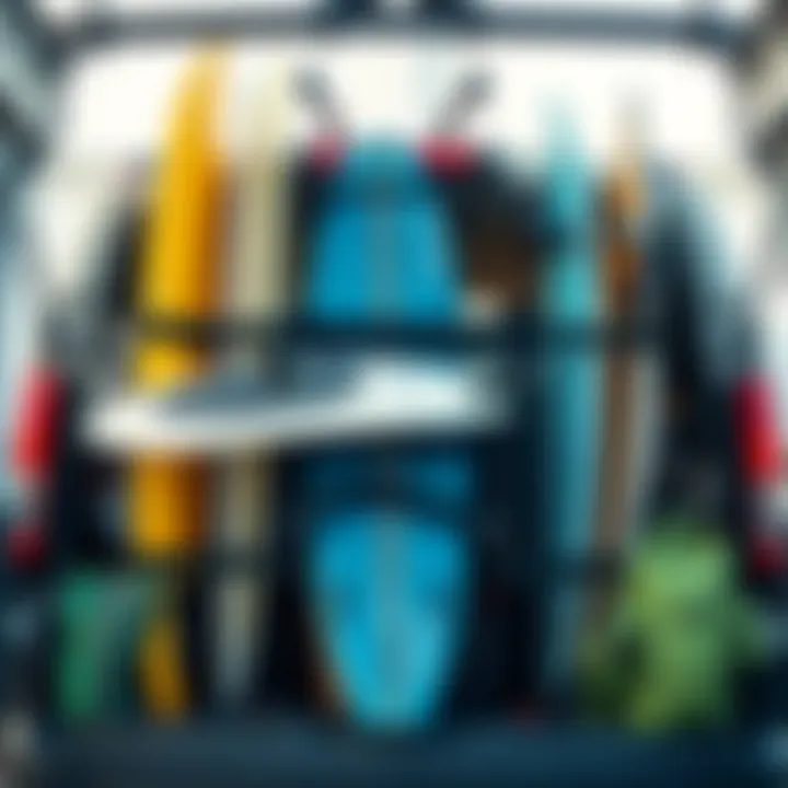 Different types of surfboard racks displayed together