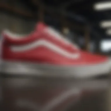 Detailed look at the iconic side stripe design of Vans Old Skool sneakers