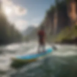 Innovative inflatable paddleboard on wild rapids