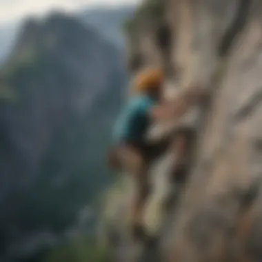 Rock climber conquering a challenging cliff