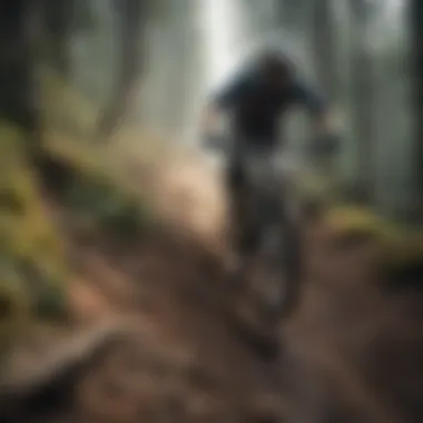 Mountain biker tackling a challenging downhill trail