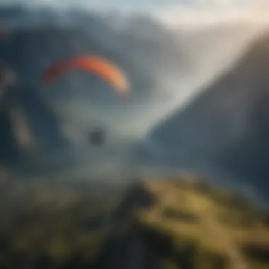 Aerial View of Paragliding over Majestic Mountain Peaks