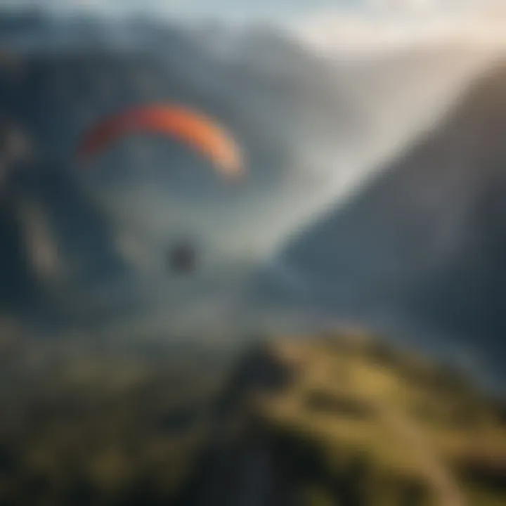 Aerial View of Paragliding over Majestic Mountain Peaks