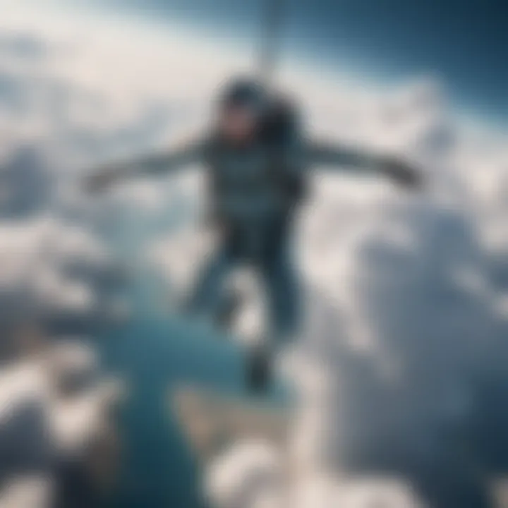 A daring skydiver soaring through the clouds