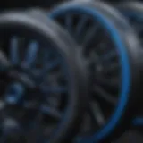 Abstract black and blue wheels design in extreme sports