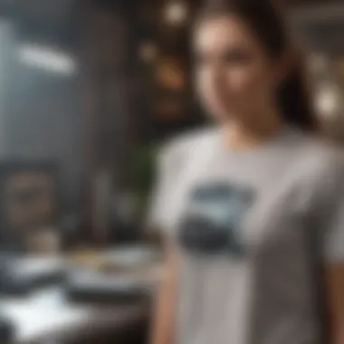 Eco-friendly graphic tees displayed in a boutique emphasizing sustainable fashion.