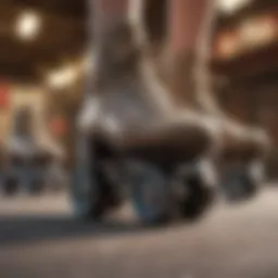 A close-up view of finger roller skates showcasing intricate design and mechanics