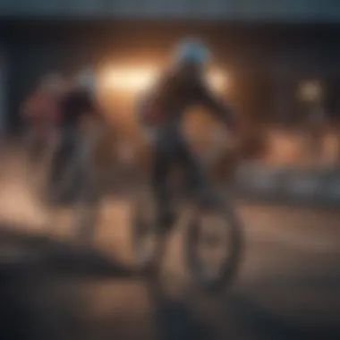 A group of BMX riders performing tricks at an event
