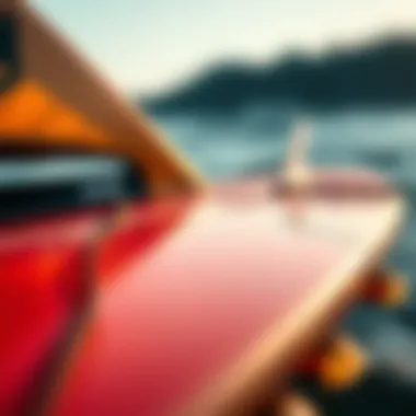 Close-up of a high-performance foil surfboard