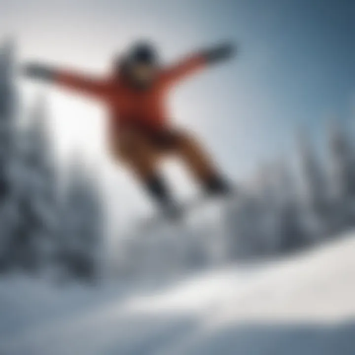 Freestyle snowboarder executing a stylish jump in a snow park