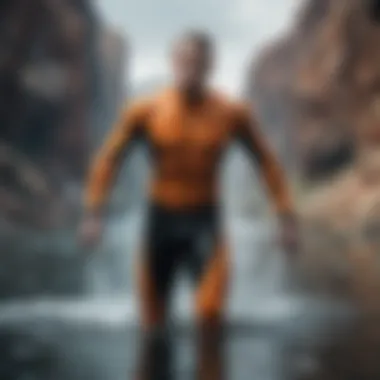 Athlete testing fins in dynamic water conditions