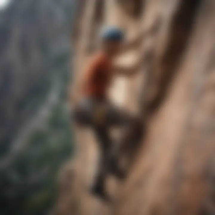 An athlete showcasing remarkable endurance while climbing a steep rock face.