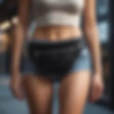 Enhanced Everyday Attire with Black Rhinestone Fanny Pack Glamorous black rhinestone fanny pack enhancing everyday attire