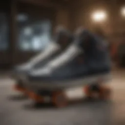 Close-up of Globe Tilt skate shoes showcasing their unique design and materials.