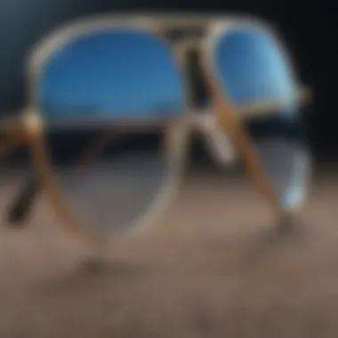 Close-up of gold aviator blue light glasses with advanced blue light filtering technology