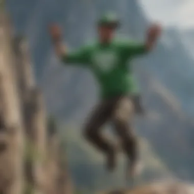 Green vans hat against a backdrop of a base jumper in action