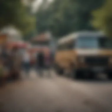 Group of extreme sports enthusiasts gathered around a black and leopard van before a thrilling adventure