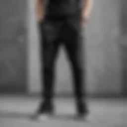 Black and white sweat pants in urban skate park