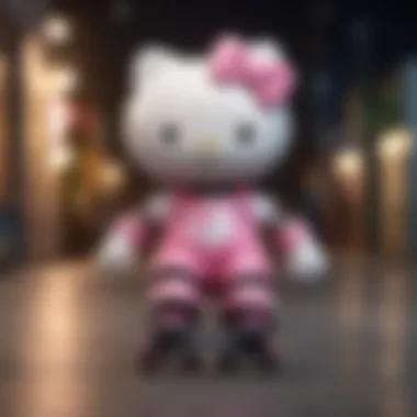 Blissful Skater Embracing Hello Kitty Roller Blades Adventure Happy skater enjoying the thrill of Hello Kitty roller blades with a cheerful expression