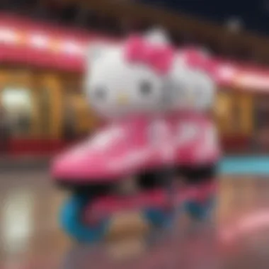 Hello Kitty Roller Blades on a Colorful Skating Rink Hello Kitty roller blades in action on a vibrant roller skating rink