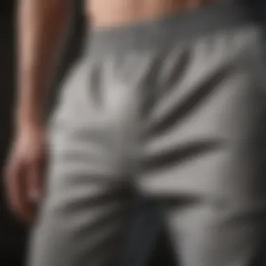 Close-up of high-quality fabric of open hem sweat pants