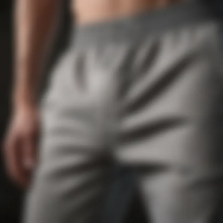 Close-up of high-quality fabric of open hem sweat pants