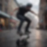 Glide Board Rider in Urban Setting