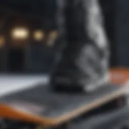 Close-up of snowboard bindings and board interface
