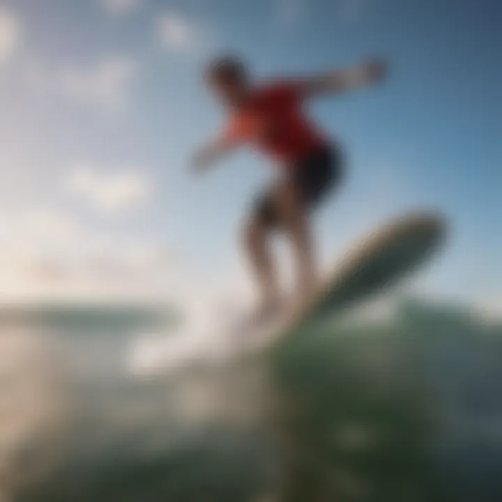 A group of enthusiasts engaging in balance board training to simulate surfing.