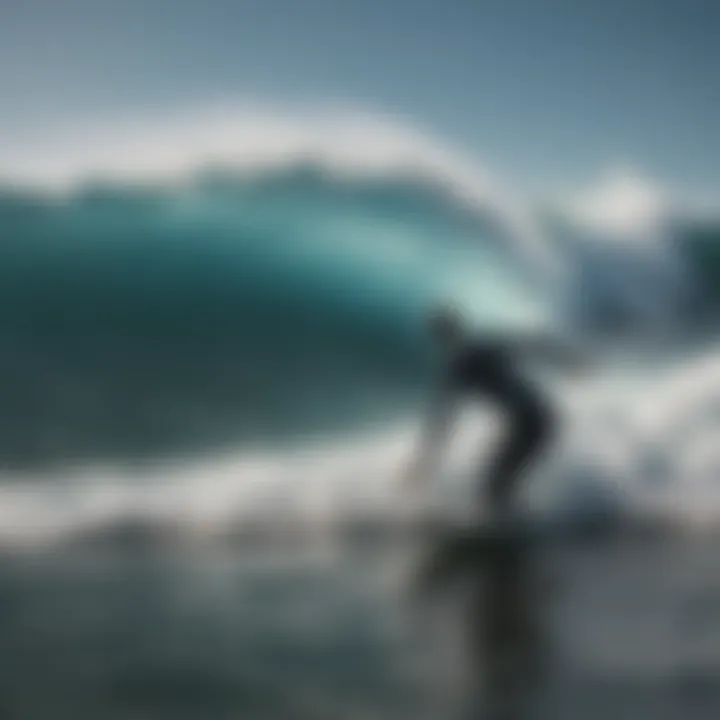 A detailed visualization of ocean waves and surf dynamics on a digital screen.