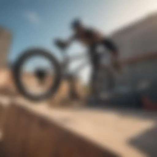 Rider performing a gravity-defying trick on a hyper BMX bike