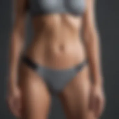 Grey bikini bottoms showcasing innovative fabric technology