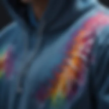 Artistic Tie Dye Detailing Close-up of intricate tie dye patterns on a blue hoodie