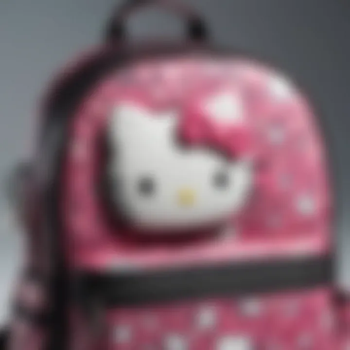 Close-up of the intricate detailing on the Herschel Hello Kitty backpack