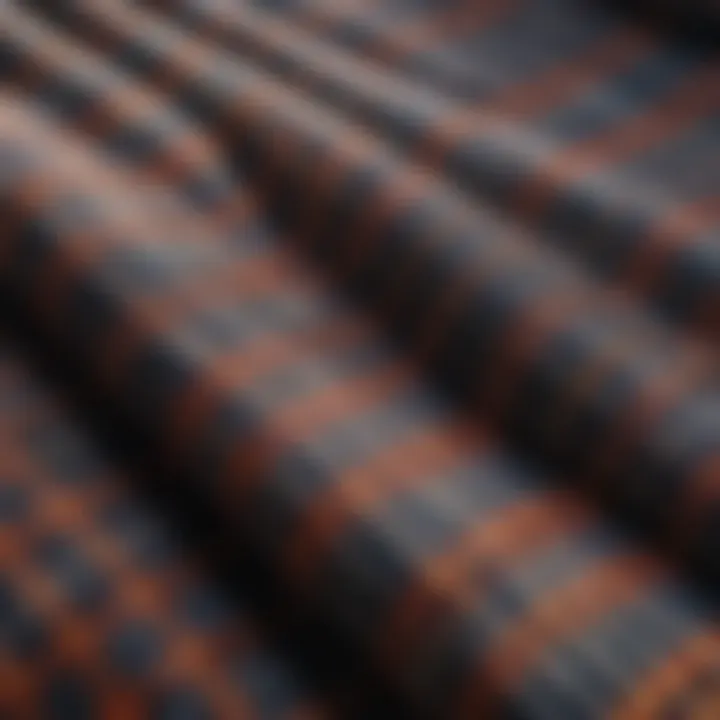 Close-up of intricate plaid pattern on fabric