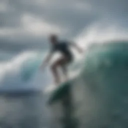 Surfer riding a wave in Kapalua