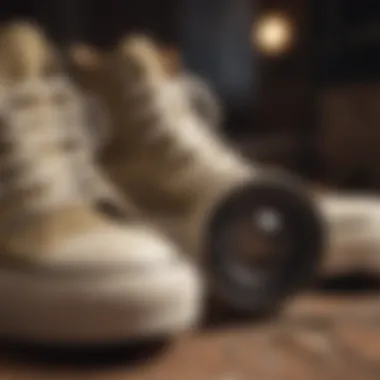 Close-up of Khaki Chuck Taylors with Vintage Camera