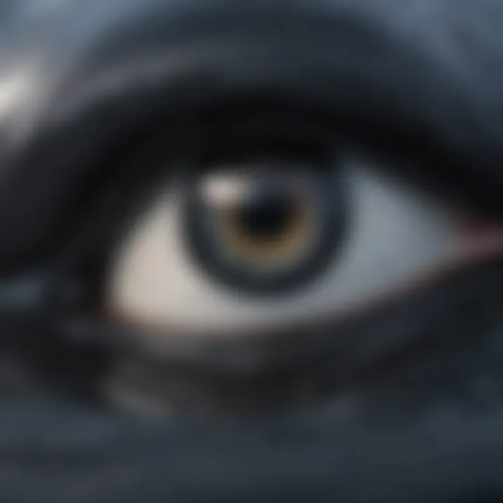 Close-up of killer whale eye reflecting the ocean's depth