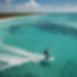 Kiteboarder soaring above turquoise waters in Punta Cana