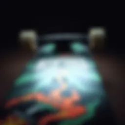 Detailed view of a Kryptonics skateboard showcasing its unique design and graphics