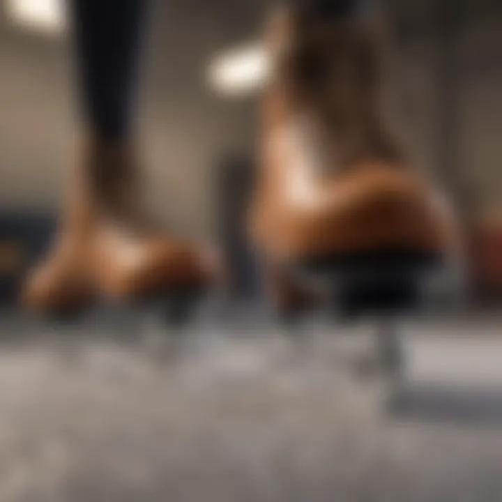 Close-up of the blade and boot of a figure skate