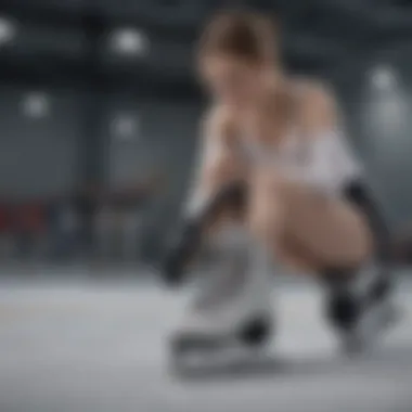 Skater maintaining and caring for her figure skates