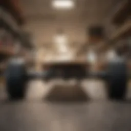 A beautifully crafted longboard displayed in a skate shop