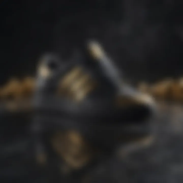 Luxurious Black and Gold Adidas Sneakers on Marble Surface