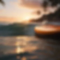 Sunset surfing at a tropical paradise