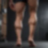 Athletic calf muscle being stretched