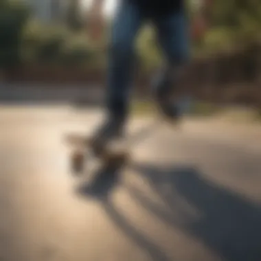 Skateboarder executing a clean grind