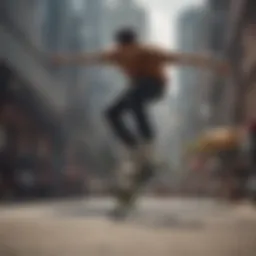 Skateboarder executing a perfect kickflip