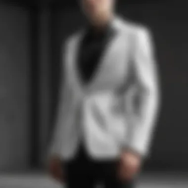 Minimalist black and white low blazer with geometric accents